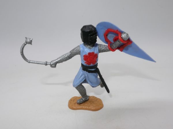 Timpo Toys Pot helmet knight running, light blue/red with morning star