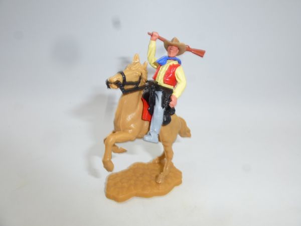 Timpo Toys Cowboy 2. Version reitend, Gewehr schlagend - tolles Unterteil