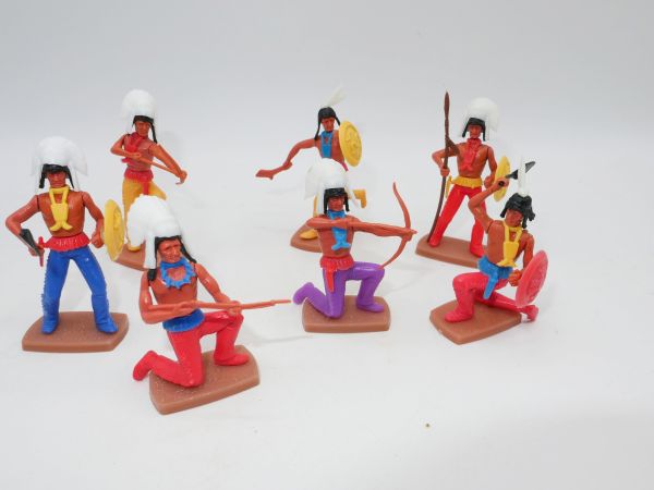 Plasty Satz Indianer zu Fuß (7 Figuren)