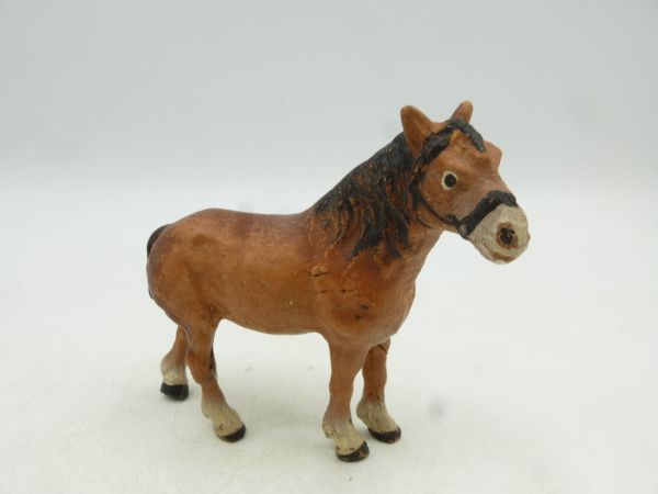 Elastolin Masse Shetland Pony, braun - bespielt, siehe Fotos