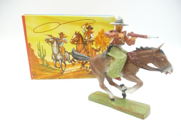 Elastolin Masse Cowboy zu Pferd mit Gewehr, Nr. 6996 - unbespielt, Top-Zustand