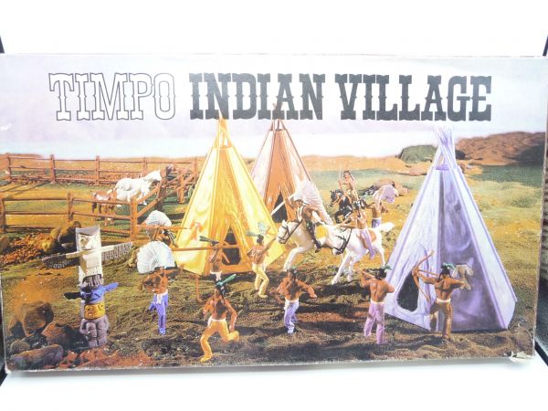 Timpo Toys Indian Village, Ref. Nr. 258 - OVP, komplett, bespielter Zustand