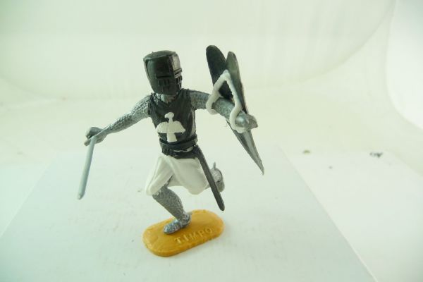 Timpo Toys Mittelalterritter schwarz laufend mit schönem Unterteil