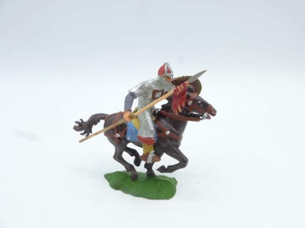 Elastolin 4 cm Norman advancing with spear on horseback, No. 8876 - nice figure