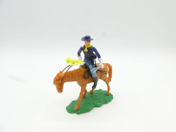 Elastolin 5,4 cm Union Army soldier riding with sabre + trumpet