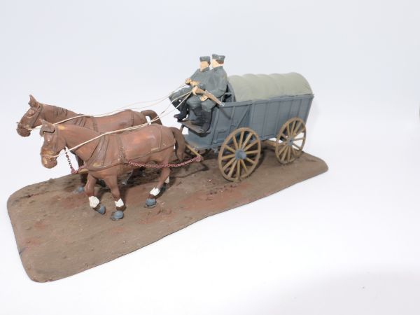 Versorgungswagen mit 2 Pferden - Bausatz als Diorama verbaut, 54 mm