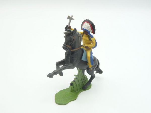Britains Swoppets Chief riding with tomahawk - on rearing horse