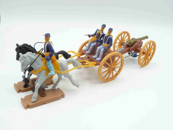Plasty Union Army gun carriage, cannon train with Union Army soldiers