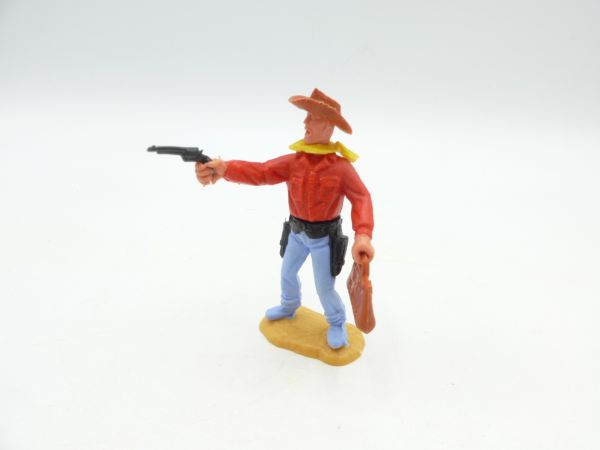 Timpo Toys Cowboy 2. Version - seltenes Unterteil (hellblau, schwarzes Holster)