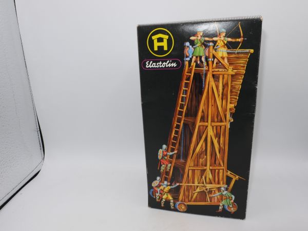Elastolin 4 cm Siege tower, No. 9885 - great orig. packaging, tower brand new