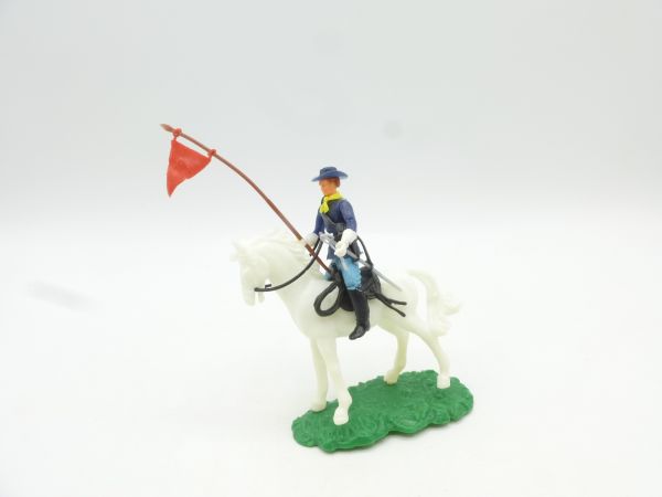 Elastolin 5,4 cm Union Army soldier riding with sabre + flag