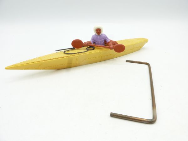 Timpo Toys Eskimo kayak, beige, driver in rare lilac