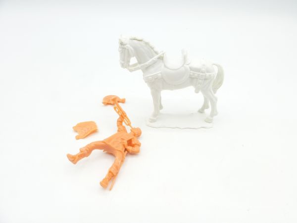 Elastolin 4 cm (blank) Fanfare player on horseback (standing horse) - top condition