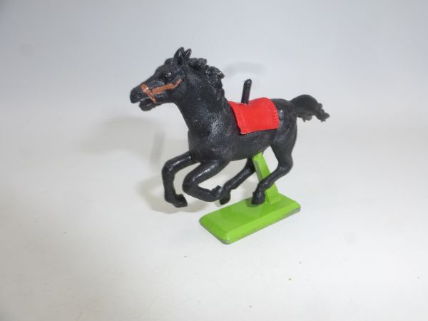 Britains Deetail Horse Wild West black, galloping, red blanket