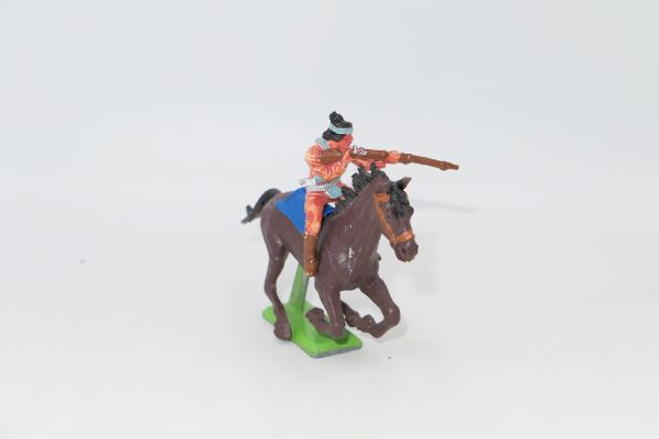 Britains Deetail Apache on horseback, shooting rifle - feather missing