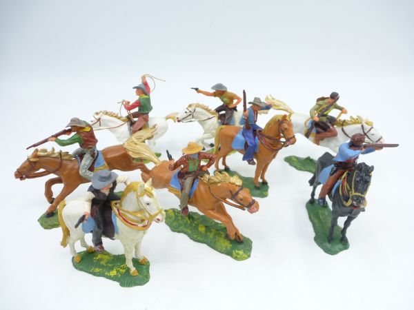Elastolin 4 cm 8 Cowboys riding - nice group