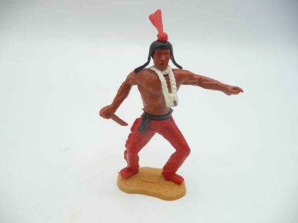 Timpo Toys Indianer mit seltenem Unterteil (rot, breitbeinig, 1. Version)