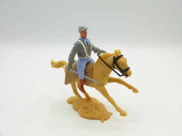 Timpo Toys Confederate Army soldier 2nd version riding, holding sabre down