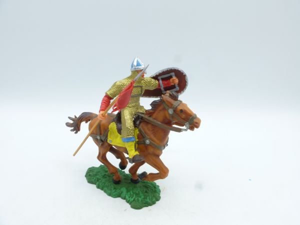 Elastolin 7 cm Norman riding with spear, No. 8876
