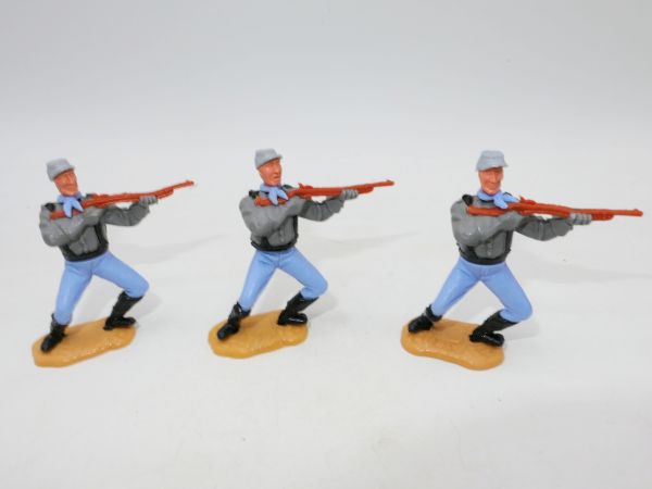 Timpo Toys 3 Gewehrschützen (Südstaatler, schwarze Hosenträger)