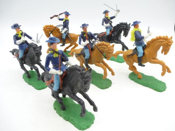 Elastolin 5,4 cm 6 Union Army Soldiers on horseback (with white gloves)