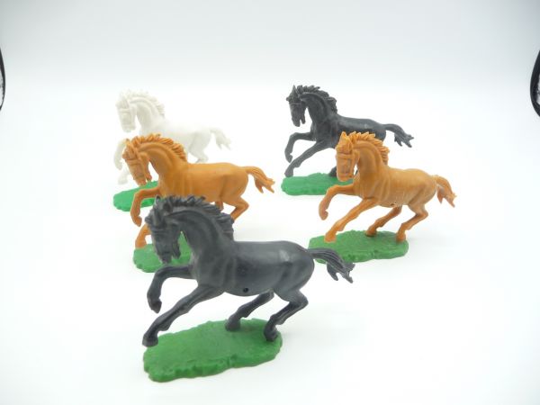 Elastolin 5,4 cm 5 horses mixed, see photos