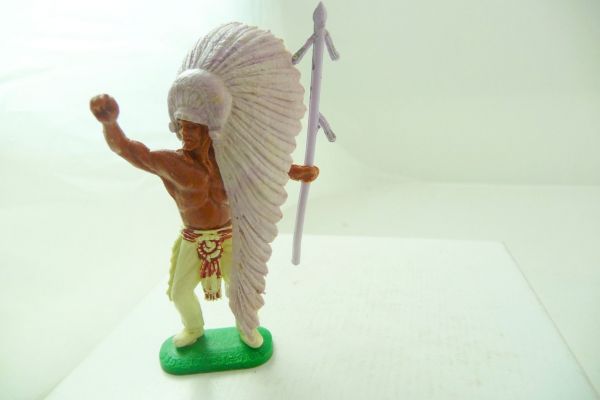 Timpo Toys Indian 1. version Long feather headdress + thick spear