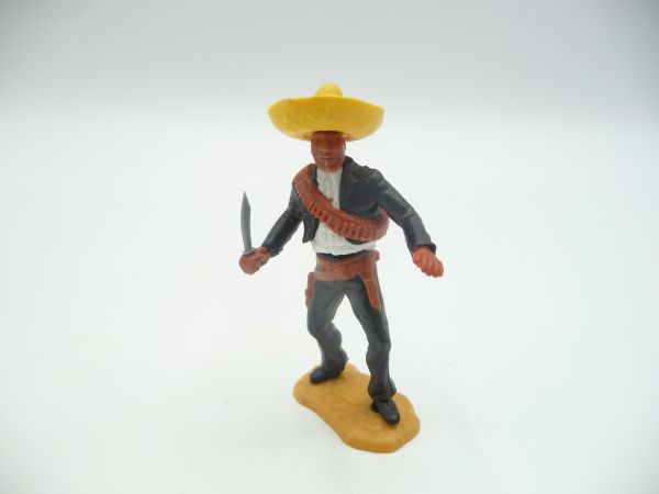 Timpo Toys Mexikaner stehend, schwarz/weiß, brauner Gurt, mit Messer