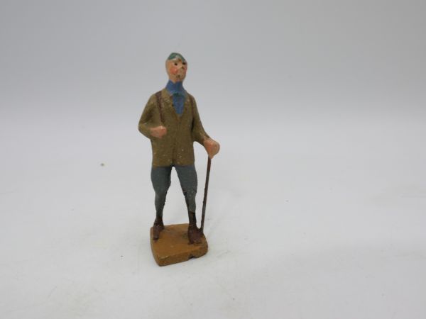 Wanderer mit Stock + Rucksack, Größe ca. 6 cm - seltene Figur