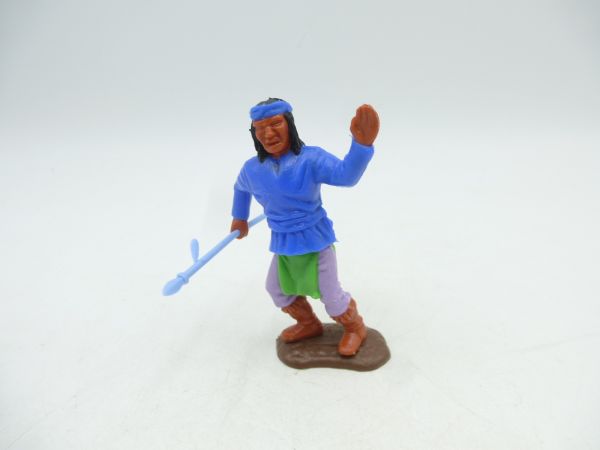 Timpo Toys Apache (blau) mit Speer - schöne Bodenplatte