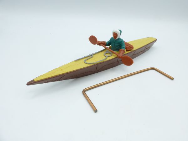 Timpo Toys Eskimo kayak, dark brown/beige - rare combination