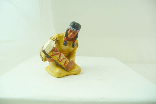 Elastolin 7 cm Indian woman with child, painting 2 - great painting, very good condition