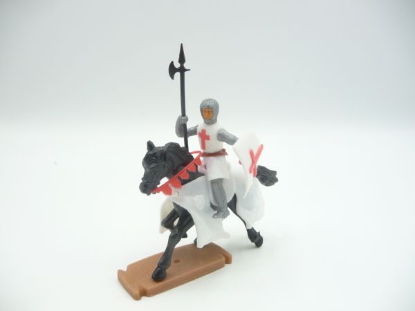 Plasty Crusader on horseback with spear + shield