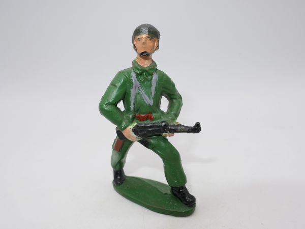 Soldier advancing with MG (plastic) - unused, great modification
