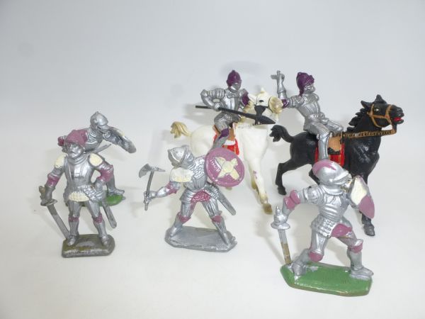 Mixed lot of knights (2 riders / 4 foot figures, approx. 6 cm) - see photo