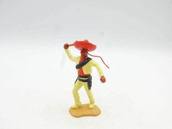 Timpo Toys Mexikaner stehend mit Peitsche ausholend, gelb/rot