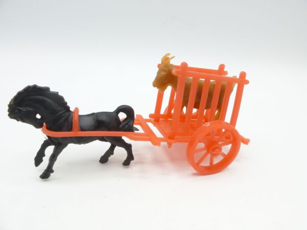 Heinerle Africa series: Two-wheeled cart with horse + goat in rare red
