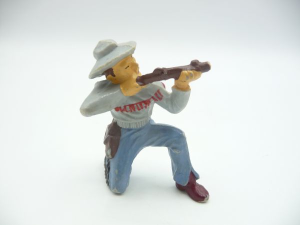 Elastolin 7 cm (beschädigt) Cowboy kniend schießend, J-Figur - Beschädigung s. Fotos