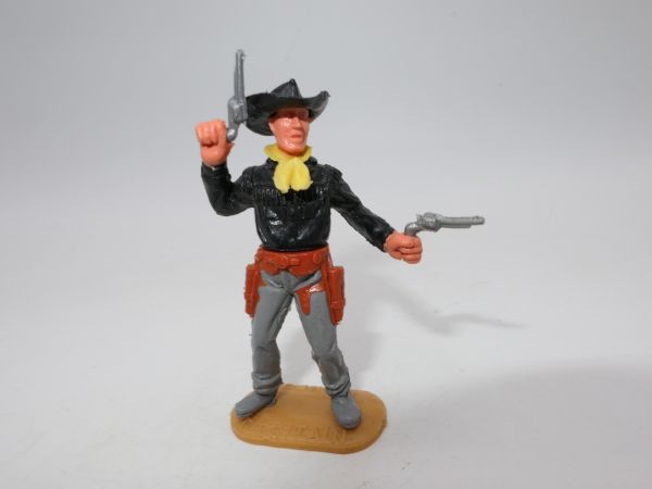 Timpo Toys Cowboy variant standing, grey lower part, brown fixed holsters