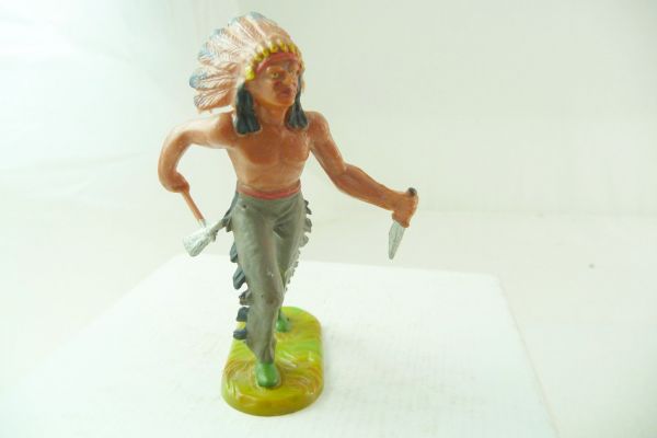 Elastolin 7 cm Indianer laufend mit Messer, Nr. 6892 - starkstrukturiertes Schild