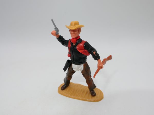 Timpo Toys Cowboy 4. Version stehend mit Pistole + Gewehr, mit Chaps