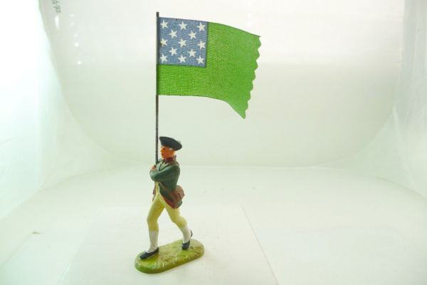 Elastolin 7 cm American Militia standard bearer marching, No. 9136