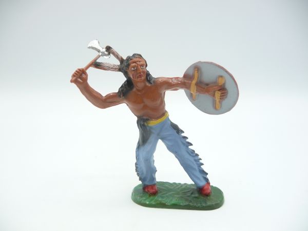 Elastolin 7 cm Indianer stehend mit Tomahawk, Nr. 6884, J-Figur Version I