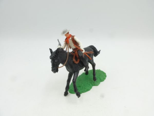 Elastolin 5,4 cm Cowboy riding with pistol + rifle - rare horse