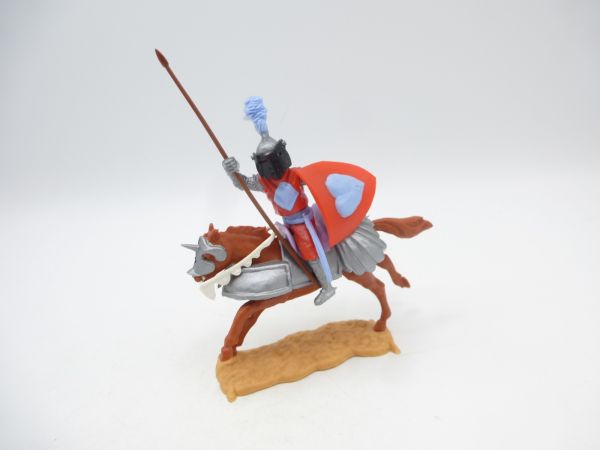 Timpo Toys Visor Knight riding, red/light blue with spear + shield