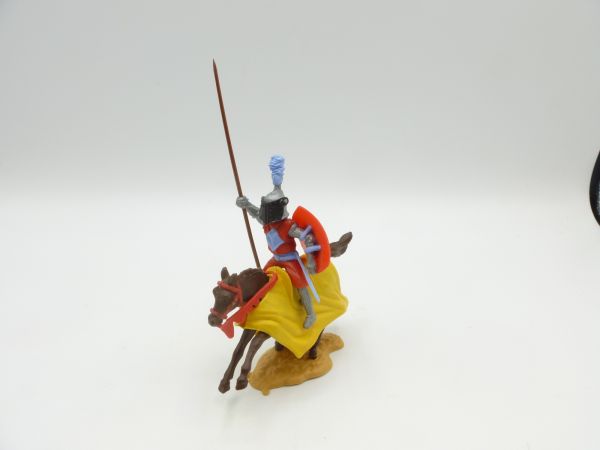 Timpo Toys Visor knight red/light blue on horseback with lance high - great combination