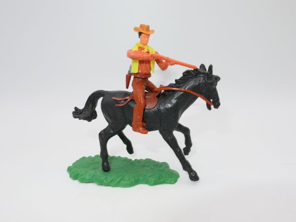 Elastolin 5,4 cm Cowboy zu Pferd, Gewehr schießend - seltenes Pferd