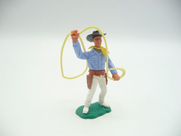 Timpo Toys Cowboy 2nd version standing with lasso (light blue)