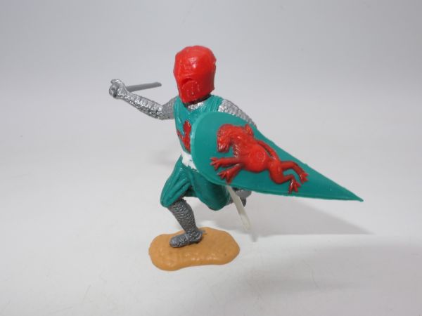 Timpo Toys Pot helmet knight running, green/red with sword