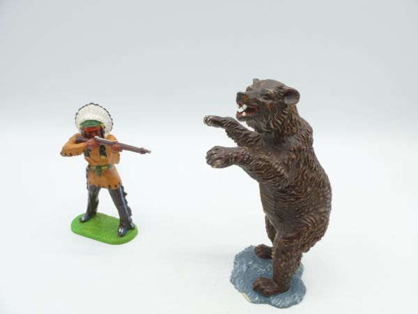 Elastolin 7 cm Bär / Grizzly aufgerichtet, Nr. 5731 - tolle Bemalung (ohne Indianer)